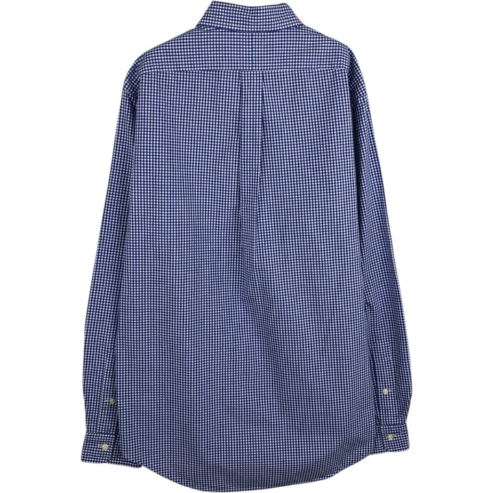 Ralph Lauren Gingham Check Long Sleeve Button-Down Check Shirt, Men's M Size cotton blue type Vintage Second Hand