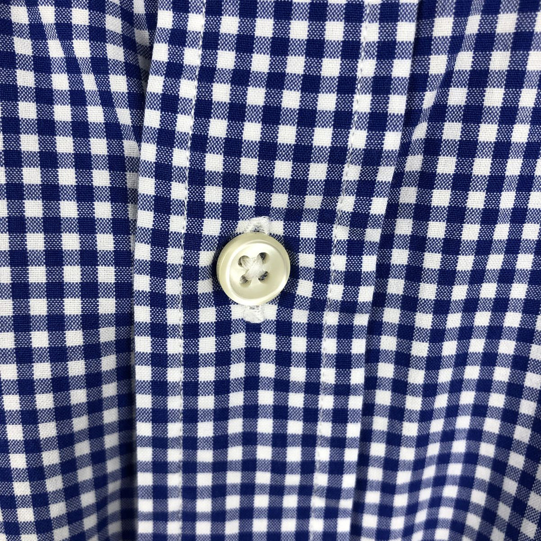 Ralph Lauren Gingham Check Long Sleeve Button-Down Check Shirt, Men's M Size cotton blue type Vintage Second Hand