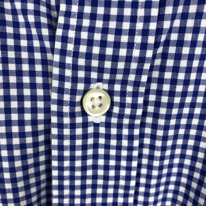 Ralph Lauren Gingham Check Long Sleeve Button-Down Check Shirt, Men's M Size cotton blue type Vintage Second Hand