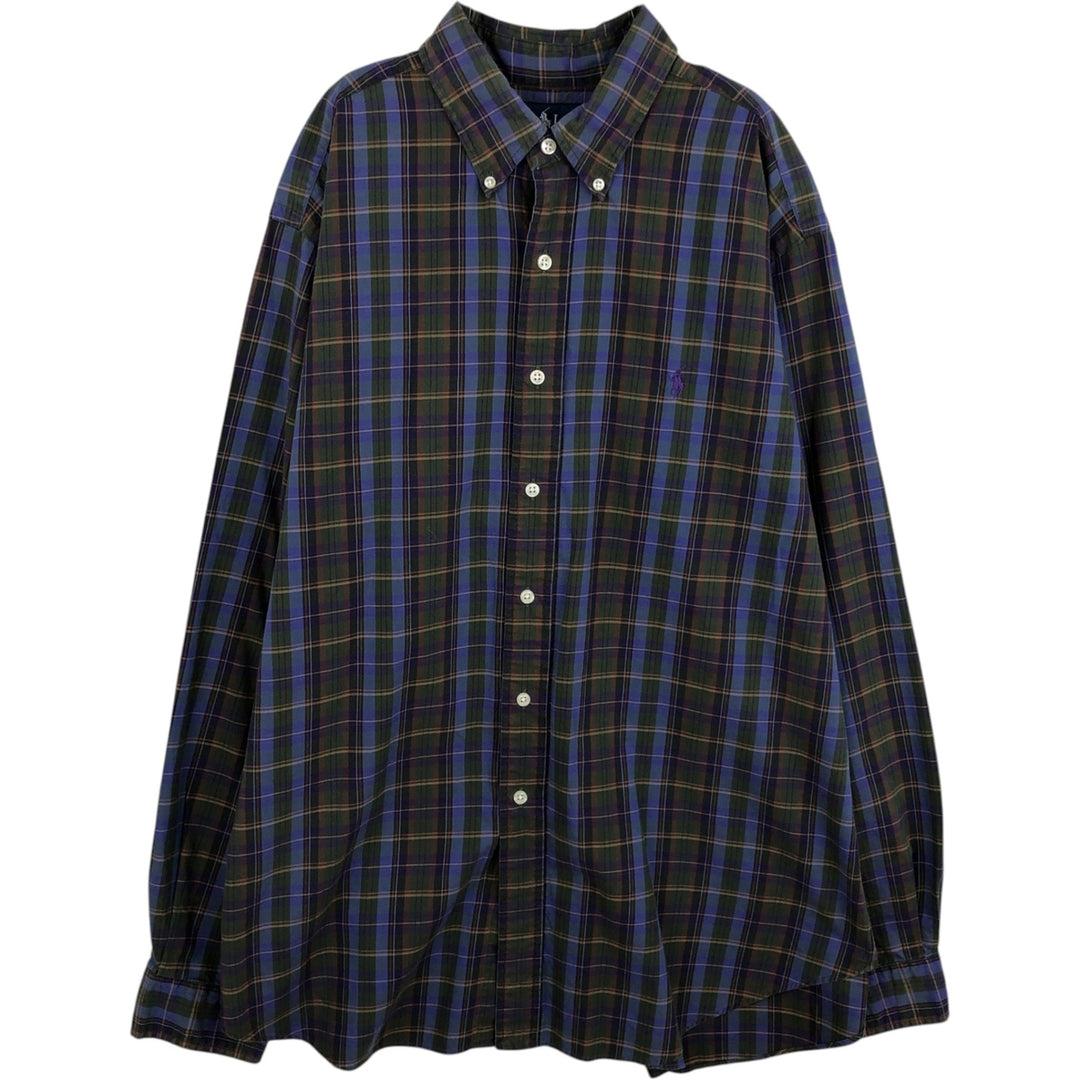 Ralph Lauren Classic Fit Long Sleeve Button Down Check Shirt Men's XL cotton green type Vintage Second Hand