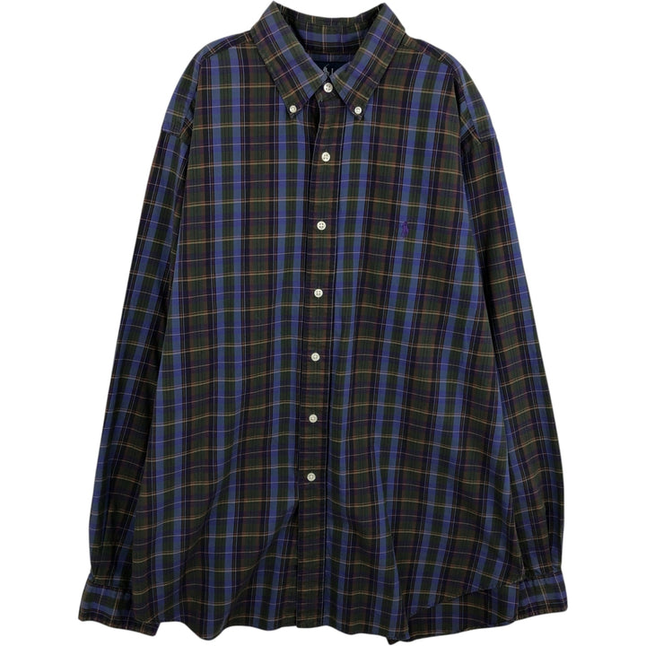 Ralph Lauren Classic Fit Long Sleeve Button Down Check Shirt Men's XL cotton green type Vintage Second Hand