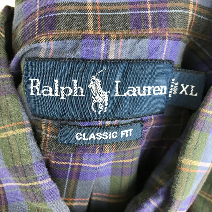 Ralph Lauren Classic Fit Long Sleeve Button Down Check Shirt Men's XL cotton green type Vintage Second Hand