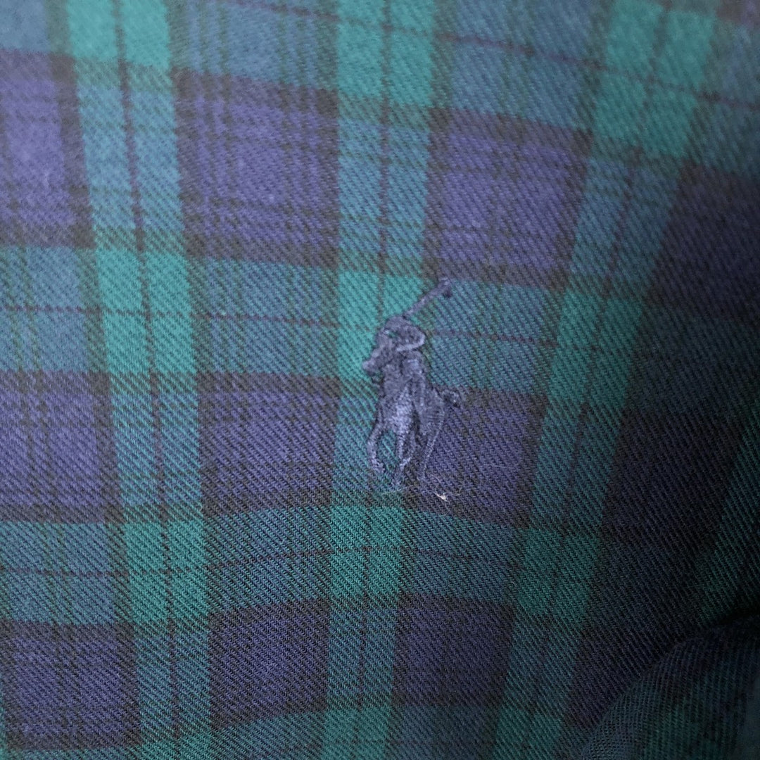 Ralph Lauren YARMOUTH Check Pattern Long-Sleeve Button-Down Shirt, Men's Size M (approx.) cotton green type Vintage Second Hand