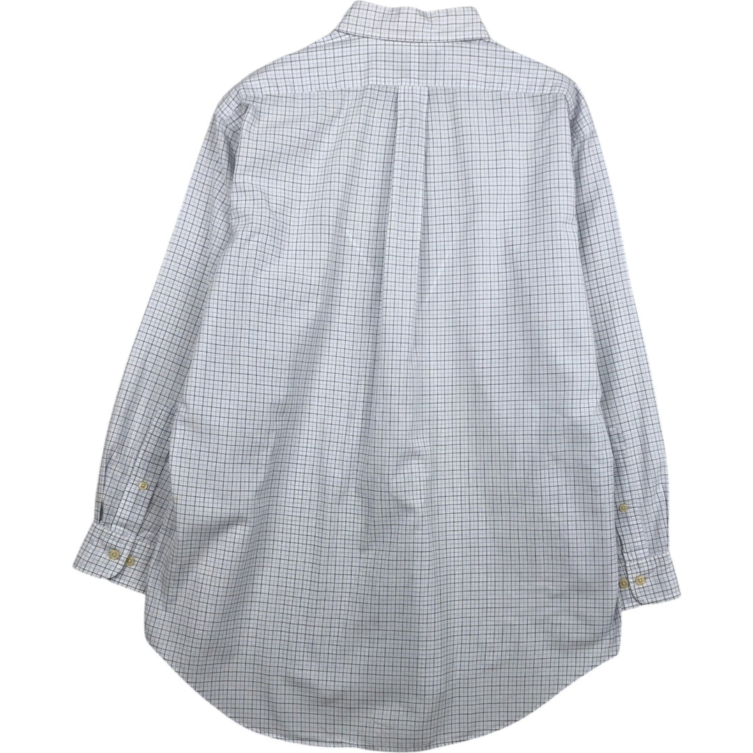 Ralph Lauren YARMOUTH Long Sleeve Button-Down Check Shirt, Men's Size L cotton white type Vintage Second Hand
