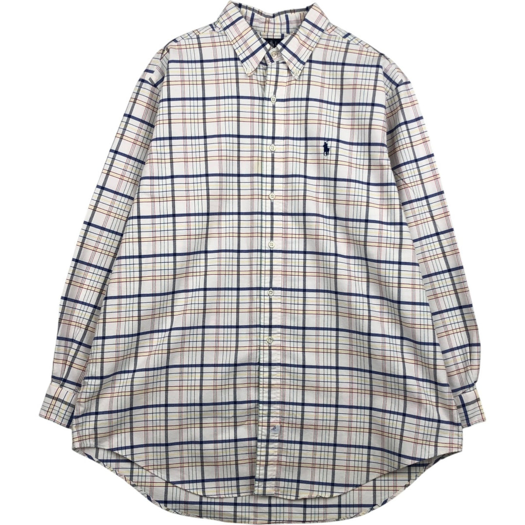 Ralph Lauren long sleeve button down check shirt, men's XL size cotton white type Vintage Second Hand