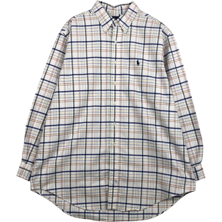 Ralph Lauren long sleeve button down check shirt, men's XL size cotton white type Vintage Second Hand