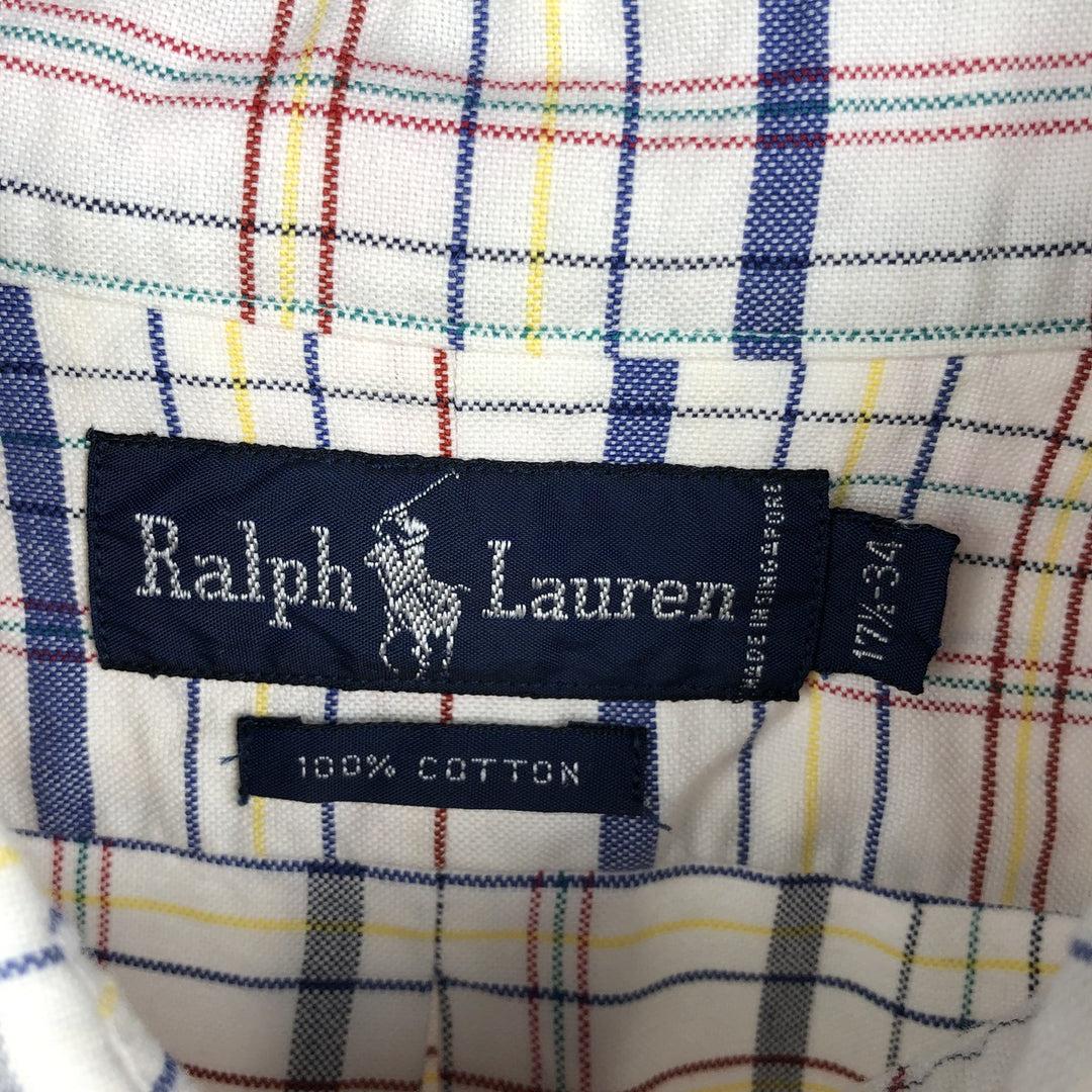 Ralph Lauren long sleeve button down check shirt, men's XL size cotton white type Vintage Second Hand
