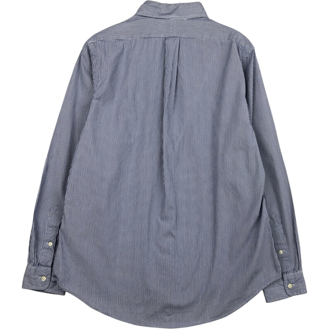 Ralph Lauren CUSTOM FIT long sleeve button down striped shirt men's size L cotton navy blue type Vintage Second Hand
