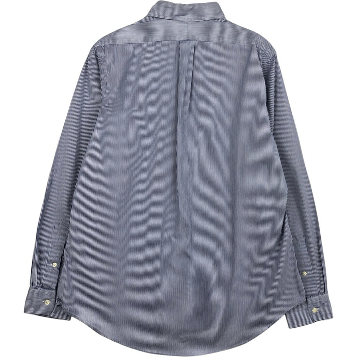 Ralph Lauren CUSTOM FIT long sleeve button down striped shirt men's size L cotton navy blue type Vintage Second Hand