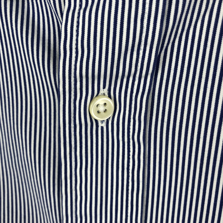 Ralph Lauren CUSTOM FIT long sleeve button down striped shirt men's size L cotton navy blue type Vintage Second Hand