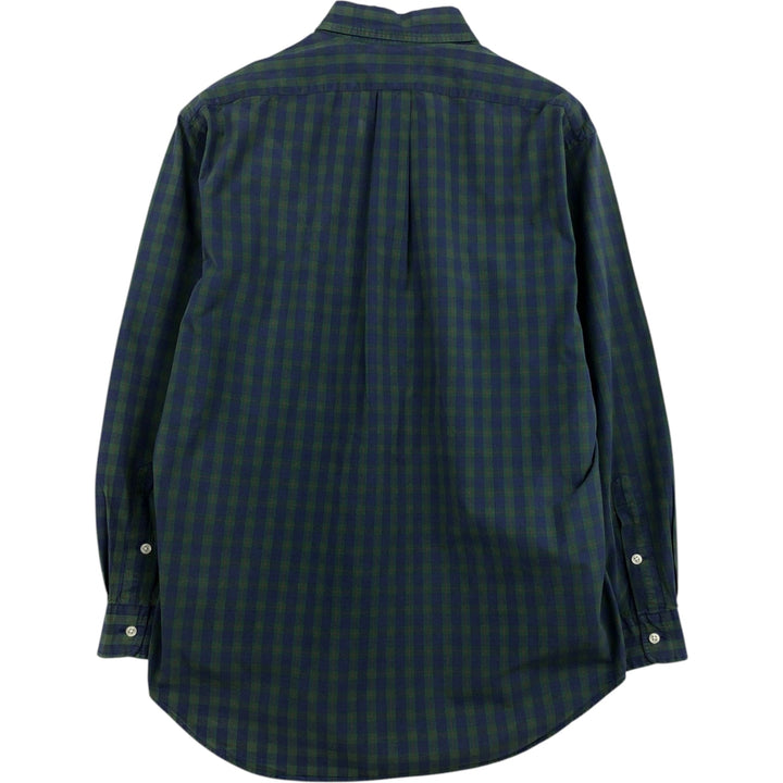 Ralph Lauren BLAKE long sleeve button down check shirt, men's size M cotton navy blue type Vintage Second Hand