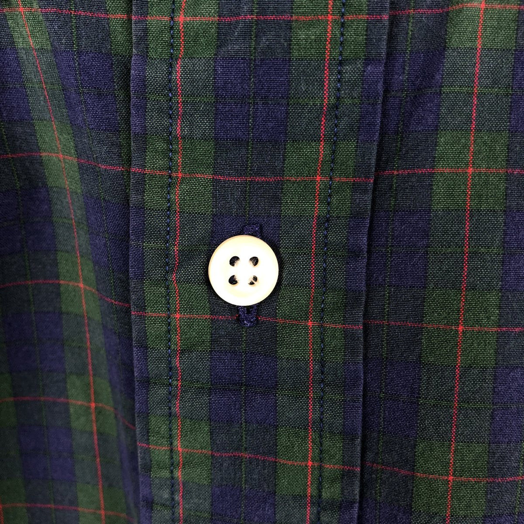 Ralph Lauren BLAKE long sleeve button down check shirt, men's size M cotton navy blue type Vintage Second Hand