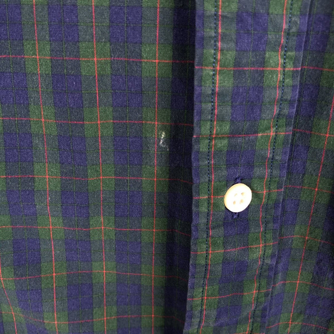 Ralph Lauren BLAKE long sleeve button down check shirt, men's size M cotton navy blue type Vintage Second Hand