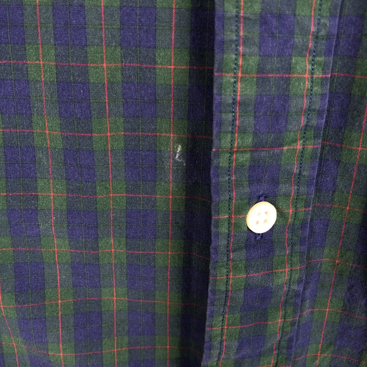Ralph Lauren BLAKE long sleeve button down check shirt, men's size M cotton navy blue type Vintage Second Hand