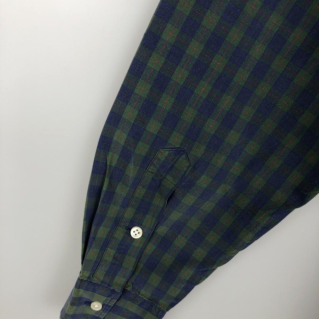 Ralph Lauren BLAKE long sleeve button down check shirt, men's size M cotton navy blue type Vintage Second Hand