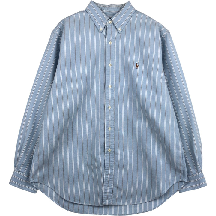 Ralph Lauren Classic Fit Long Sleeve Button Down Striped Shirt Men's XL cotton Blue type light blue Vintage Second Hand