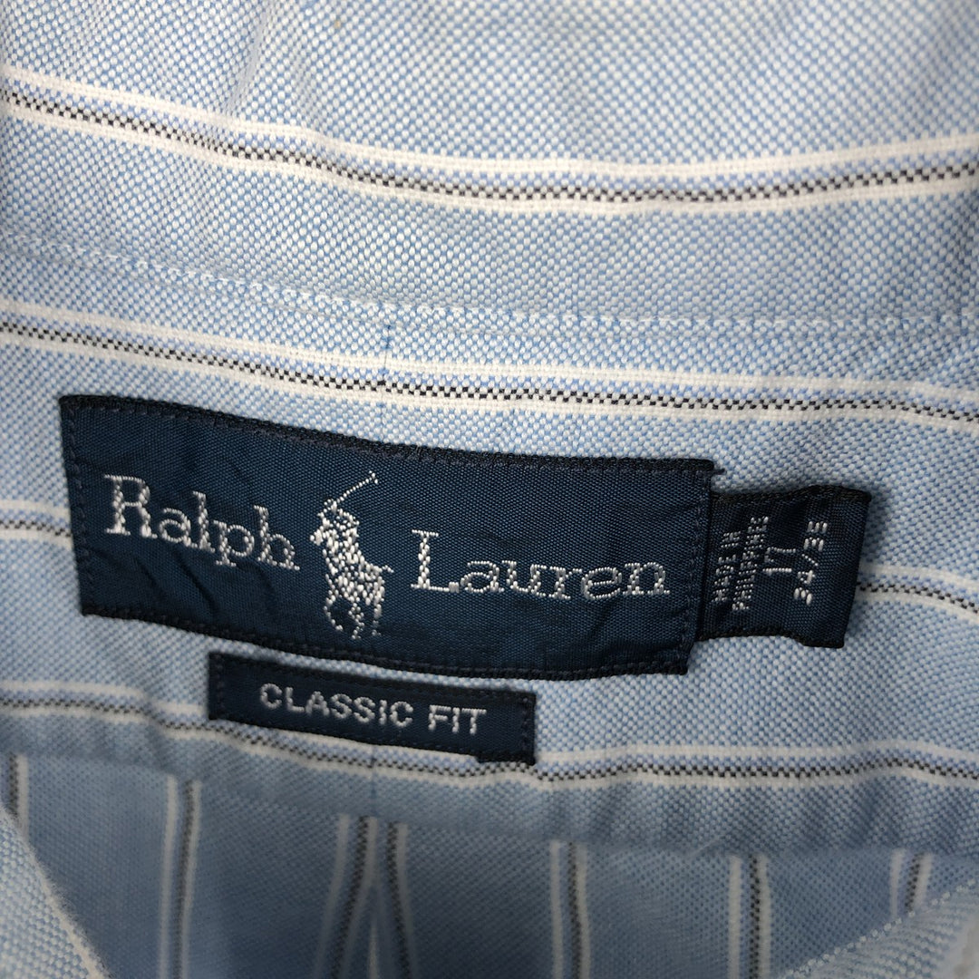Ralph Lauren Classic Fit Long Sleeve Button Down Striped Shirt Men's XL cotton Blue type light blue Vintage Second Hand