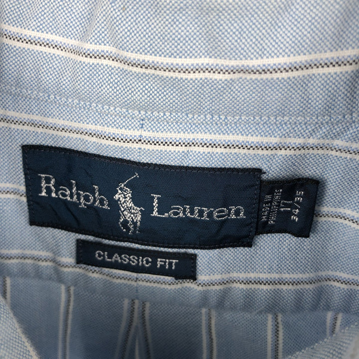 Ralph Lauren Classic Fit Long Sleeve Button Down Striped Shirt Men's XL cotton Blue type light blue Vintage Second Hand