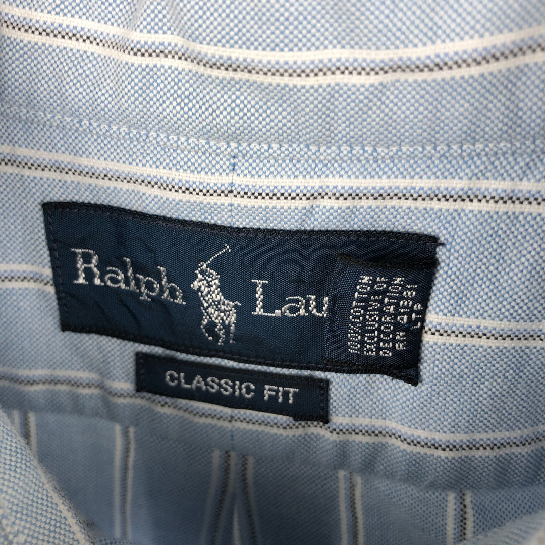 Ralph Lauren Classic Fit Long Sleeve Button Down Striped Shirt Men's XL cotton Blue type light blue Vintage Second Hand