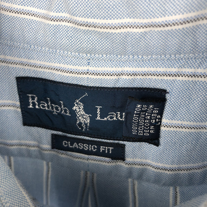 Ralph Lauren Classic Fit Long Sleeve Button Down Striped Shirt Men's XL cotton Blue type light blue Vintage Second Hand