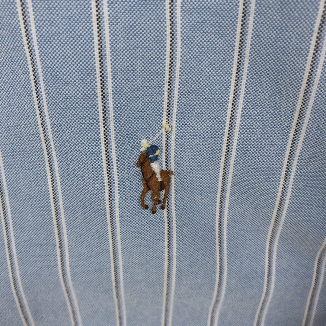 Ralph Lauren Classic Fit Long Sleeve Button Down Striped Shirt Men's XL cotton Blue type light blue Vintage Second Hand