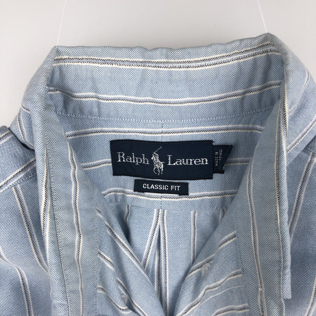 Ralph Lauren Classic Fit Long Sleeve Button Down Striped Shirt Men's XL cotton Blue type light blue Vintage Second Hand