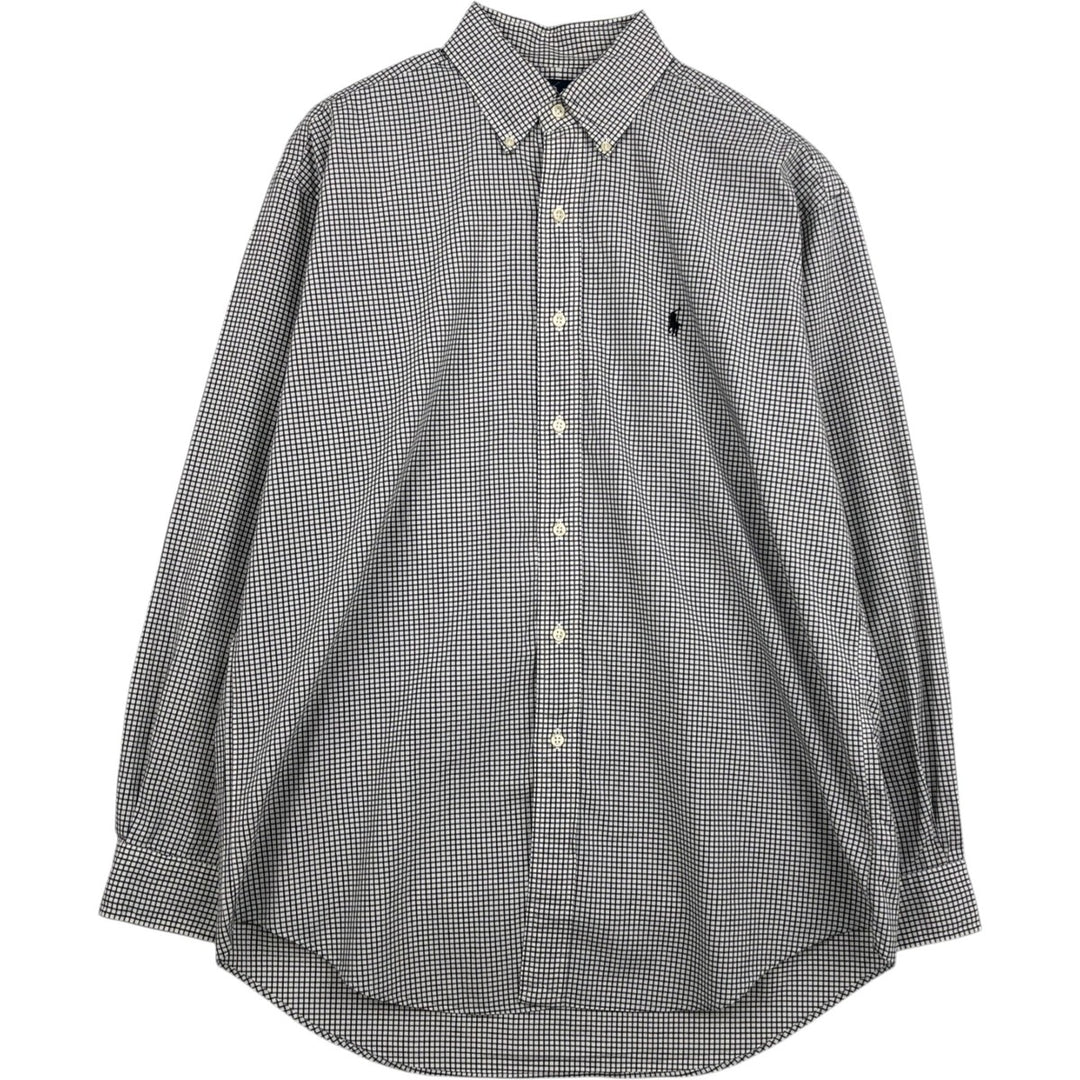 Ralph Lauren BLAKE long sleeve button down check shirt, men's size M cotton white type Vintage Second Hand