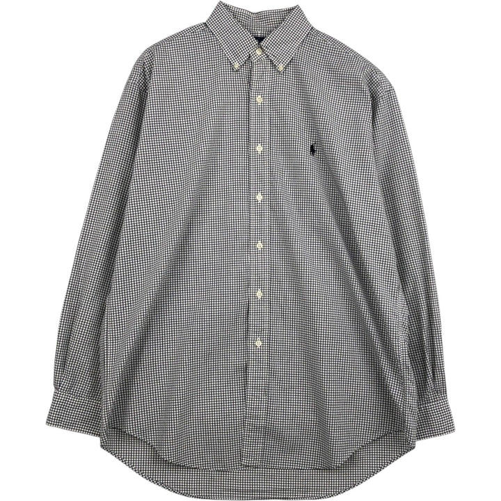 Ralph Lauren BLAKE long sleeve button down check shirt, men's size M cotton white type Vintage Second Hand