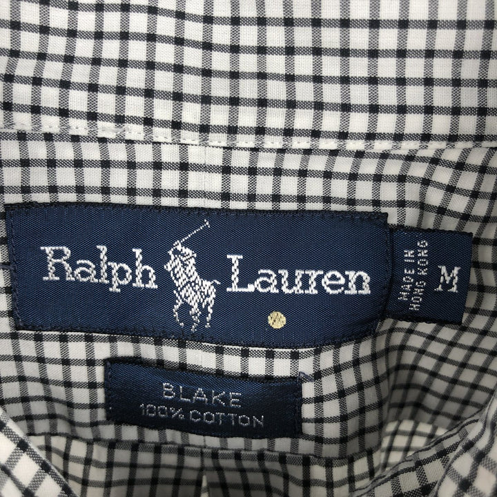 Ralph Lauren BLAKE long sleeve button down check shirt, men's size M cotton white type Vintage Second Hand