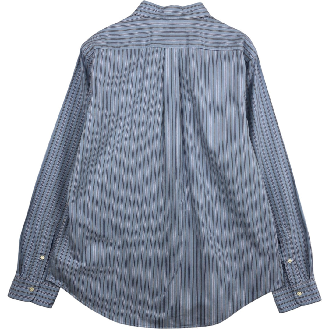 Ralph Lauren CUSTOM FIT long sleeve button down striped shirt men's XL size cotton Blue type light blue Vintage Second Hand