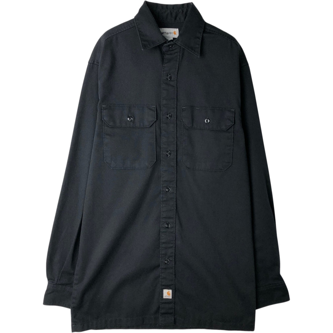 Carhartt Long-Sleeve Work Shirt, Men's Size S (approx.) polyester black type Vintage Second Hand