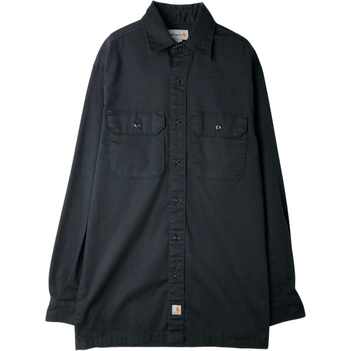 Carhartt Long-Sleeve Work Shirt, Men's Size S (approx.) polyester black type Vintage Second Hand