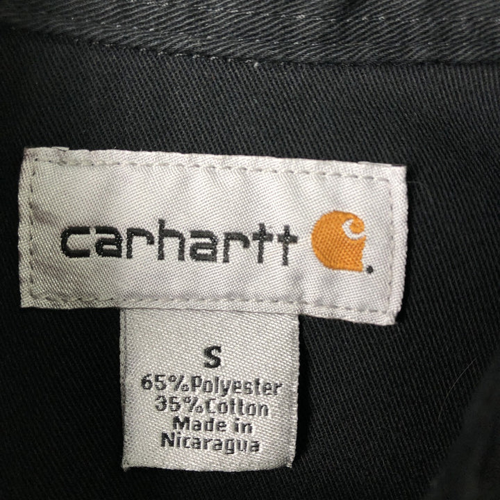 Carhartt Long-Sleeve Work Shirt, Men's Size S (approx.) polyester black type Vintage Second Hand