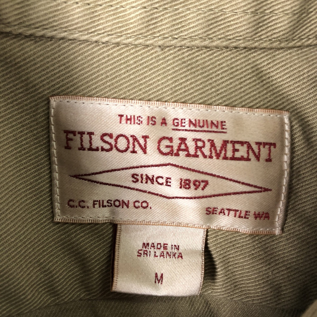 Filson Advertising Long-Sleeve Work Shirt, Men's Size M (approx.) cotton Beige type Vintage Second Hand