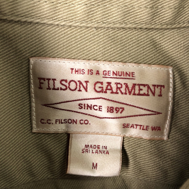 Filson Advertising Long-Sleeve Work Shirt, Men's Size M (approx.) cotton Beige type Vintage Second Hand