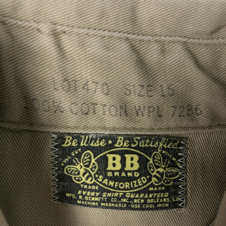 80'S BB BRAND LOT470 Long-Sleeve Work Shirt, Men's Size M (Equivalent), Vintage cotton Beige type Vintage Second Hand