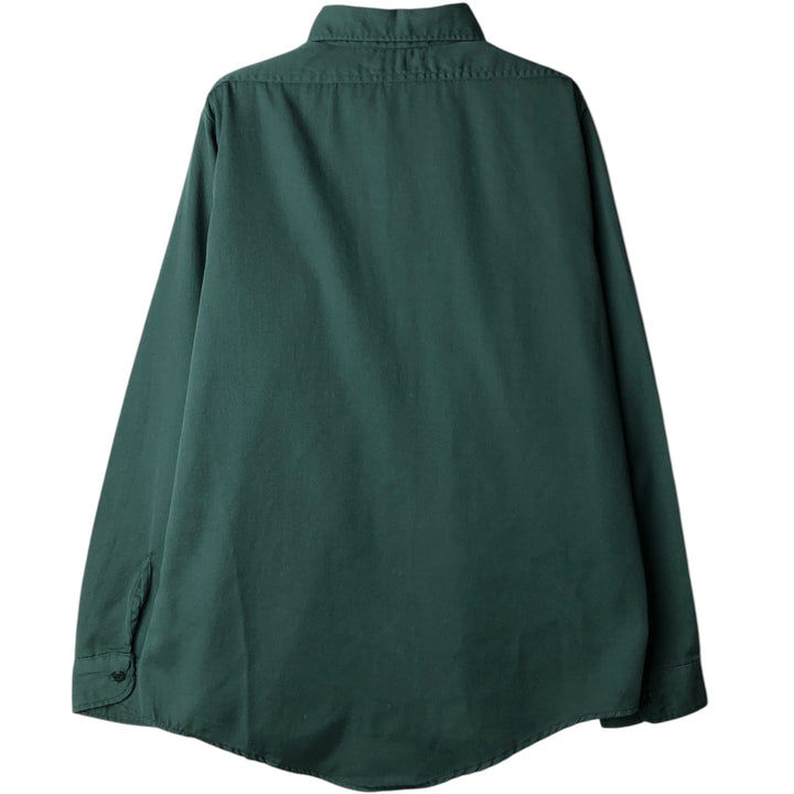 PERMANENT PRESS Long-Sleeve Work Shirt, Men's Size M (equivalent) polyester Khaki type sage green Vintage Second Hand