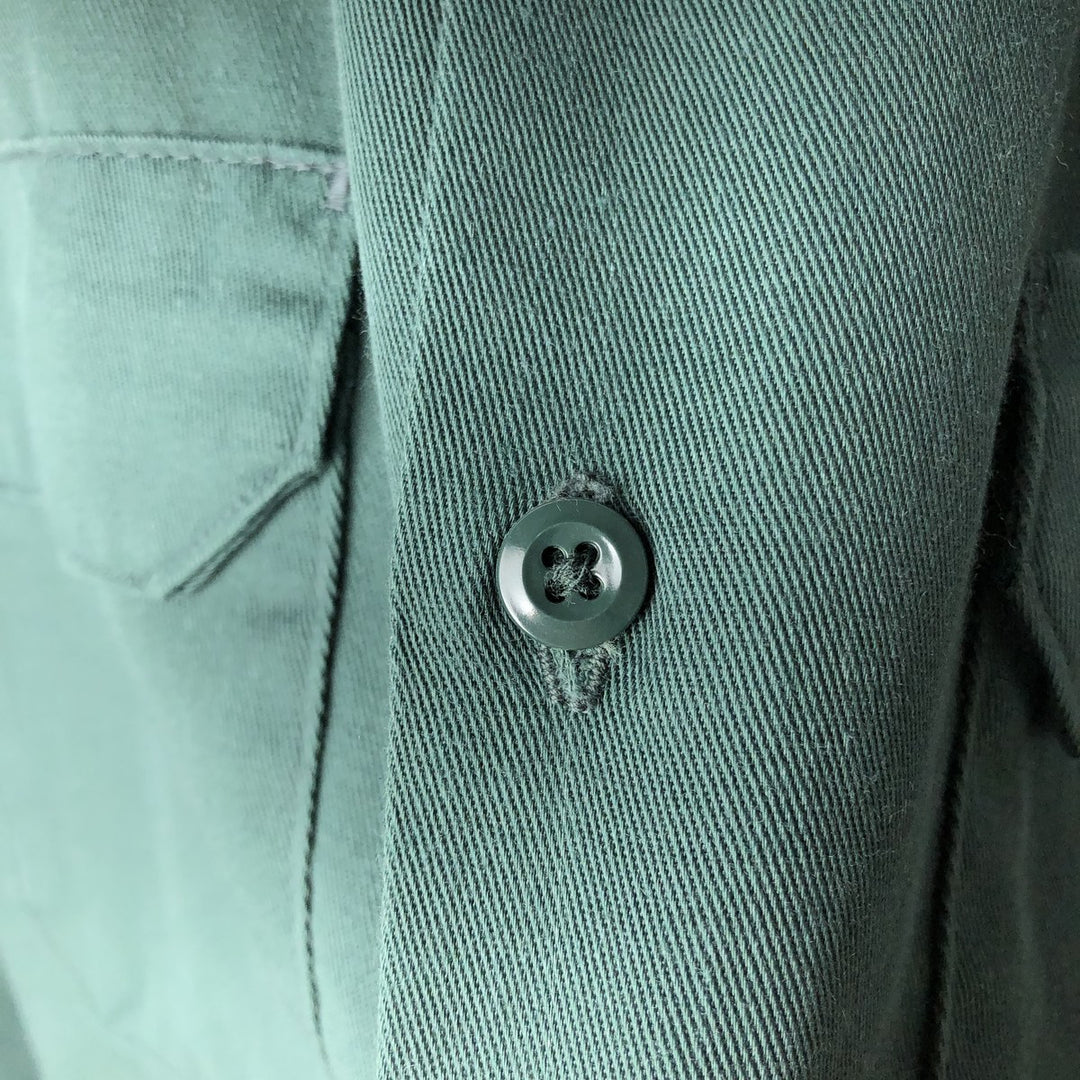 PERMANENT PRESS Long-Sleeve Work Shirt, Men's Size M (equivalent) polyester Khaki type sage green Vintage Second Hand