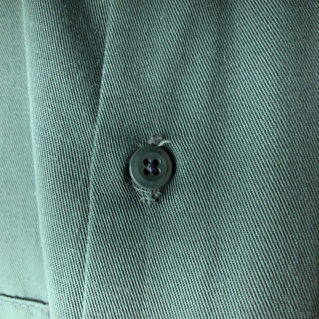 PERMANENT PRESS Long-Sleeve Work Shirt, Men's Size M (equivalent) polyester Khaki type sage green Vintage Second Hand