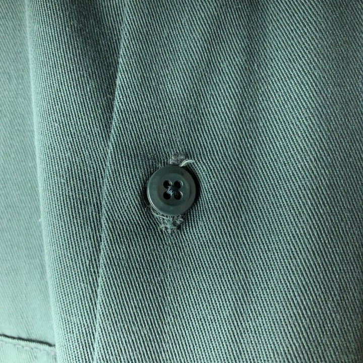 PERMANENT PRESS Long-Sleeve Work Shirt, Men's Size M (equivalent) polyester Khaki type sage green Vintage Second Hand