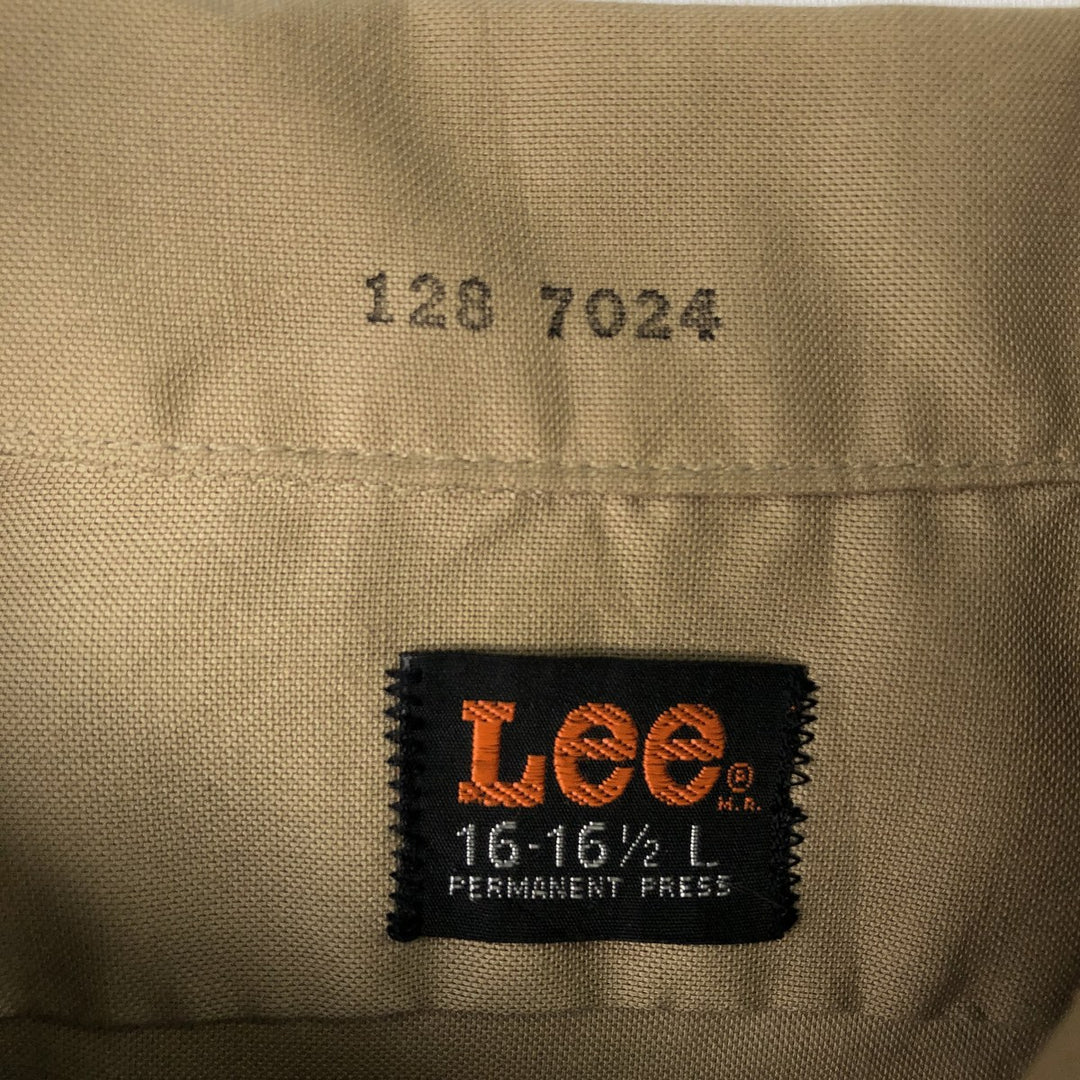 1970'S Lee Long-Sleeve Work Shirt, Men's Size L (Equivalent), Vintage unclear Beige type Vintage Second Hand