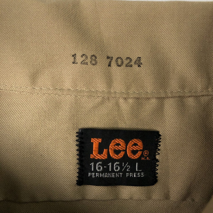 1970'S Lee Long-Sleeve Work Shirt, Men's Size L (Equivalent), Vintage unclear Beige type Vintage Second Hand