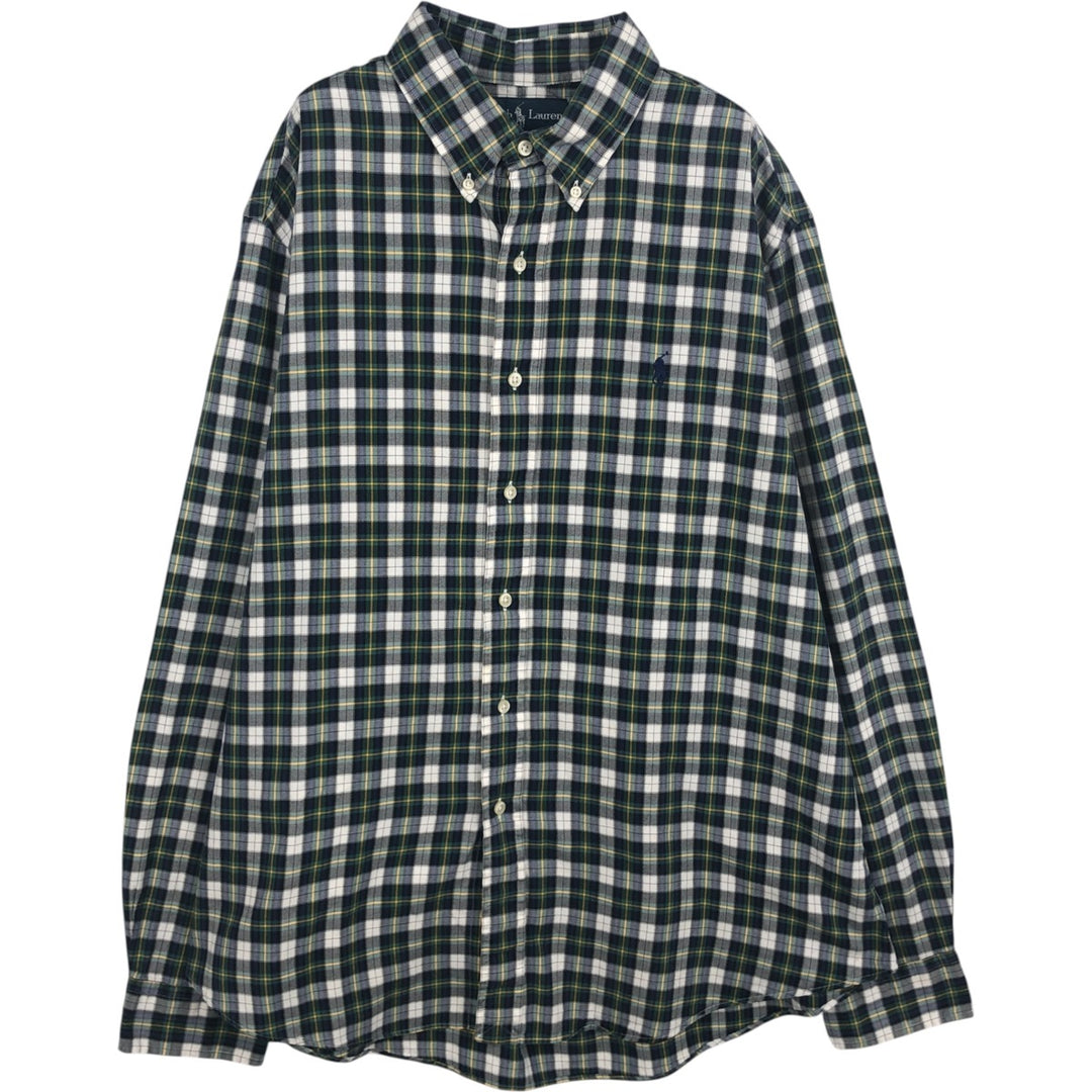 Ralph Lauren CUSTOM FIT long sleeve button down check shirt men's XL size cotton white type Vintage Second Hand