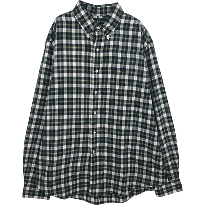 Ralph Lauren CUSTOM FIT long sleeve button down check shirt men's XL size cotton white type Vintage Second Hand