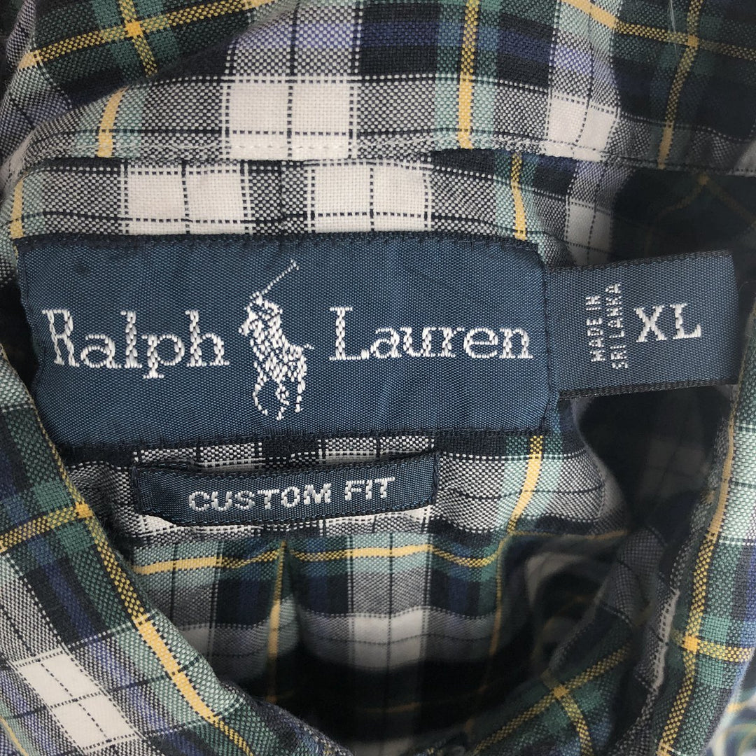 Ralph Lauren CUSTOM FIT long sleeve button down check shirt men's XL size cotton white type Vintage Second Hand