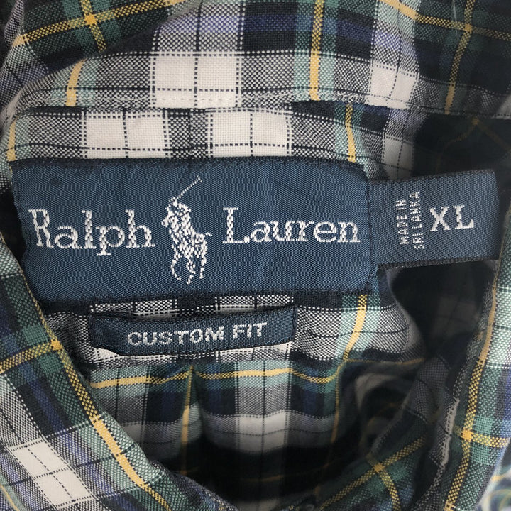 Ralph Lauren CUSTOM FIT long sleeve button down check shirt men's XL size cotton white type Vintage Second Hand