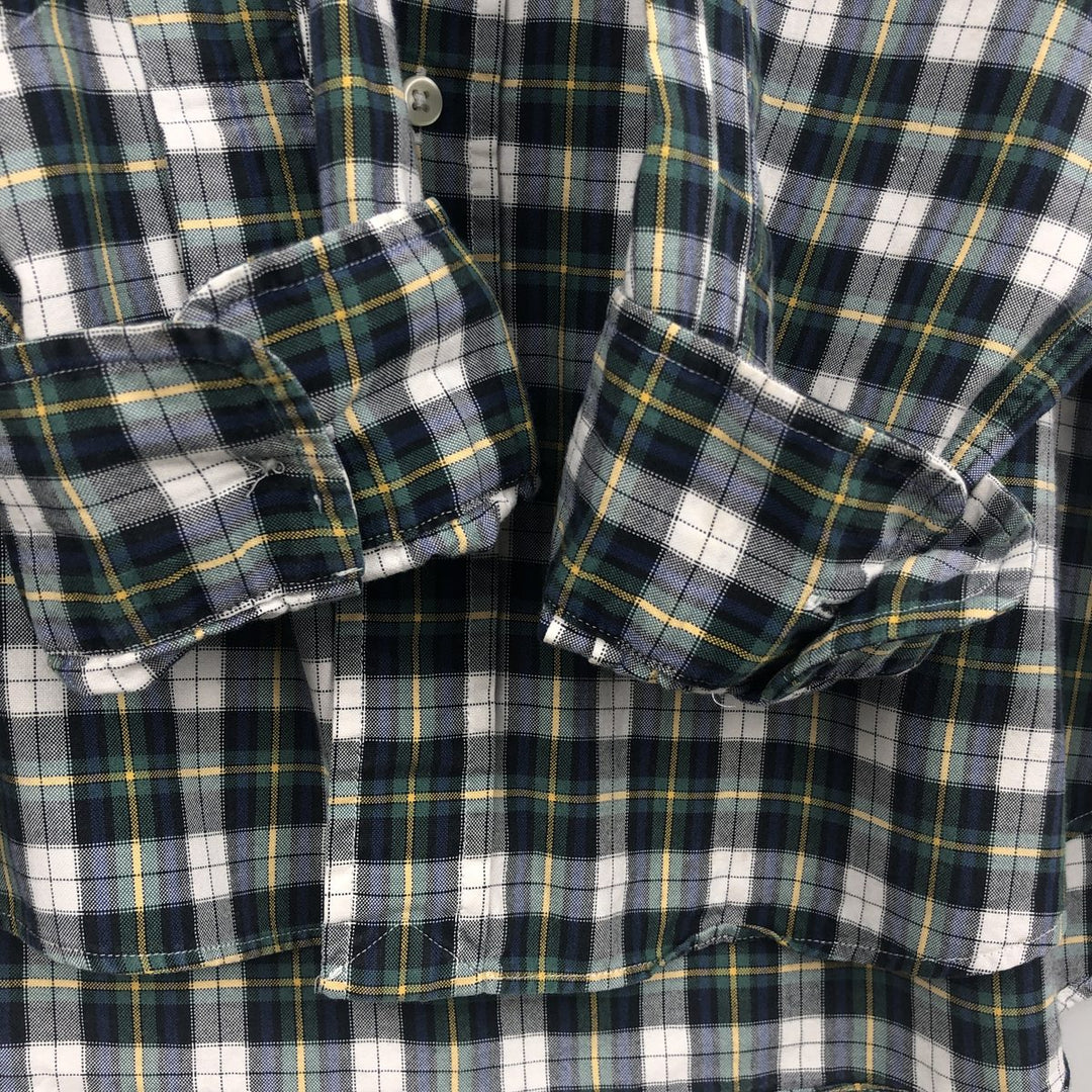 Ralph Lauren CUSTOM FIT long sleeve button down check shirt men's XL size cotton white type Vintage Second Hand