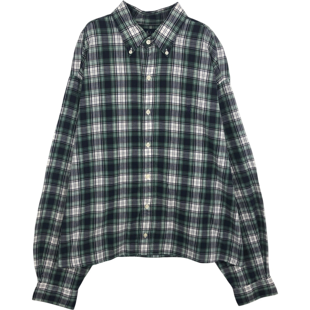 Ralph Lauren long sleeve button down check shirt, men's XL size cotton Emerald green Vintage Second Hand