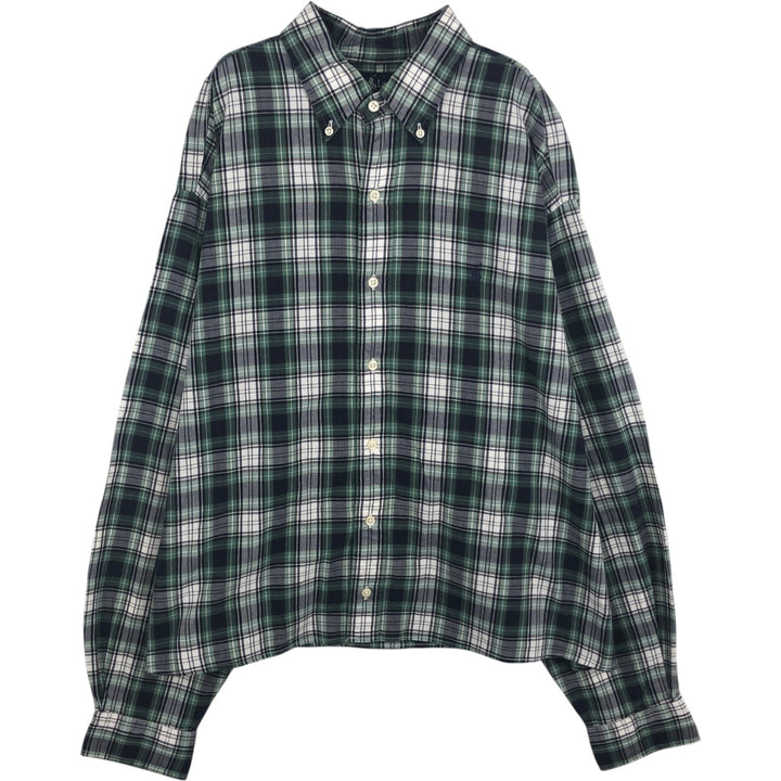 Ralph Lauren long sleeve button down check shirt, men's XL size cotton Emerald green Vintage Second Hand