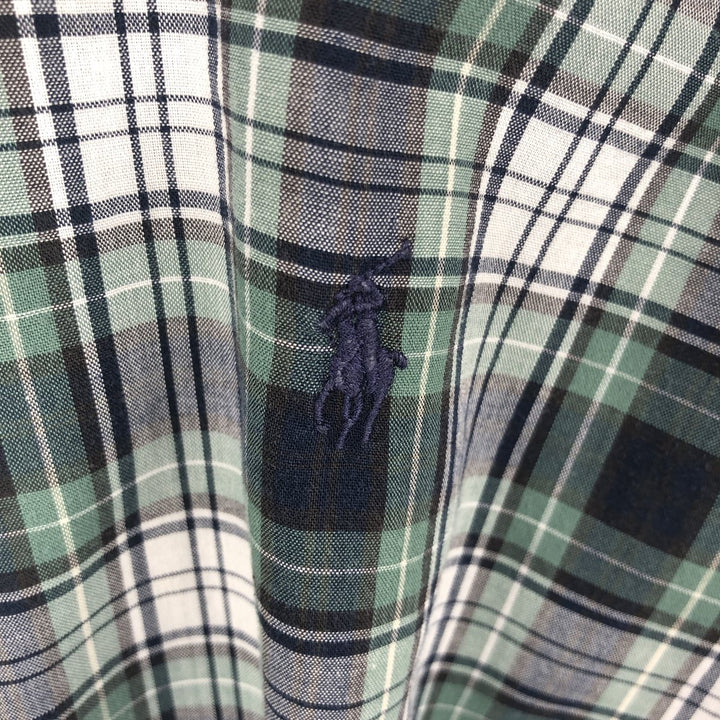 Ralph Lauren long sleeve button down check shirt, men's XL size cotton Emerald green Vintage Second Hand